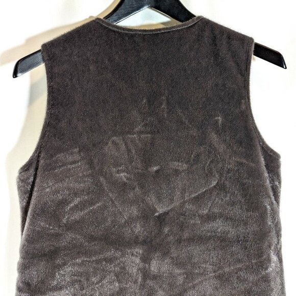 Vintage DEBBRAH Faux Fur Full Zip Vest Womens Medium Stone Gray Calf Hair Jacket - Picture 8 of 8